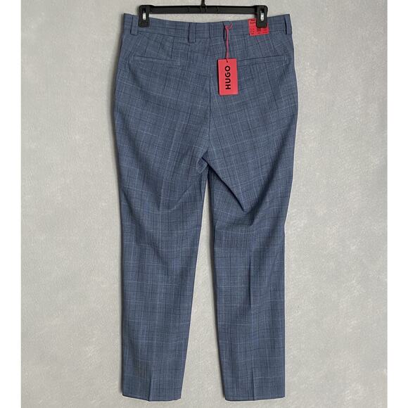Hugo Boss Mens 40S 36W 2-Piece Suit Virgin Wool Blend Super Flex Blue Plaid NEW - Picture 12 of 16